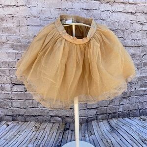 Girls gold Tulle satin waist skirt